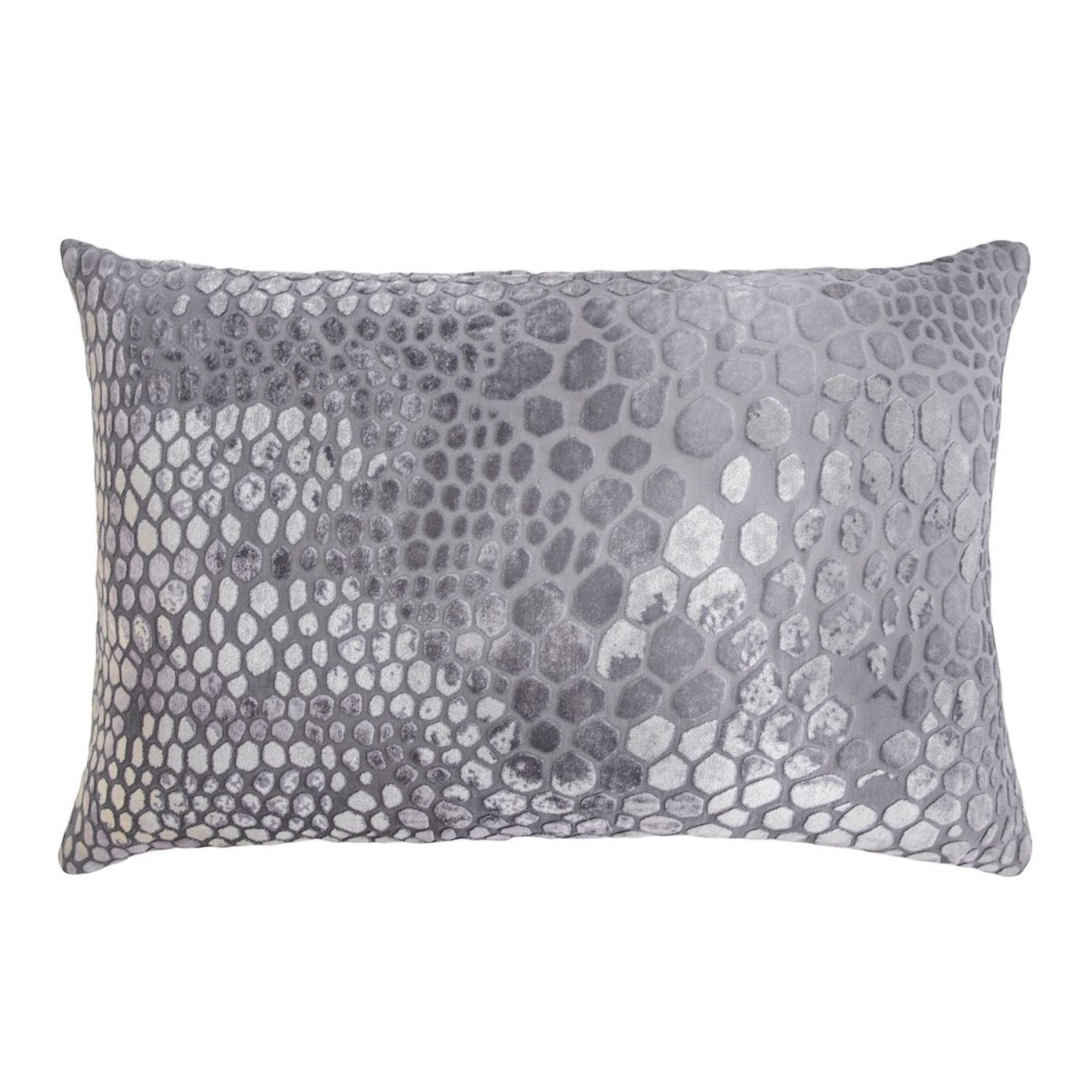 Kevin O’Brien Studio Silver Gray Snakeskin Velvet Pillows by Kevin O'Brien Studio - 14” x 20” Silver Gray at FIG LINENS AND HOME - 3