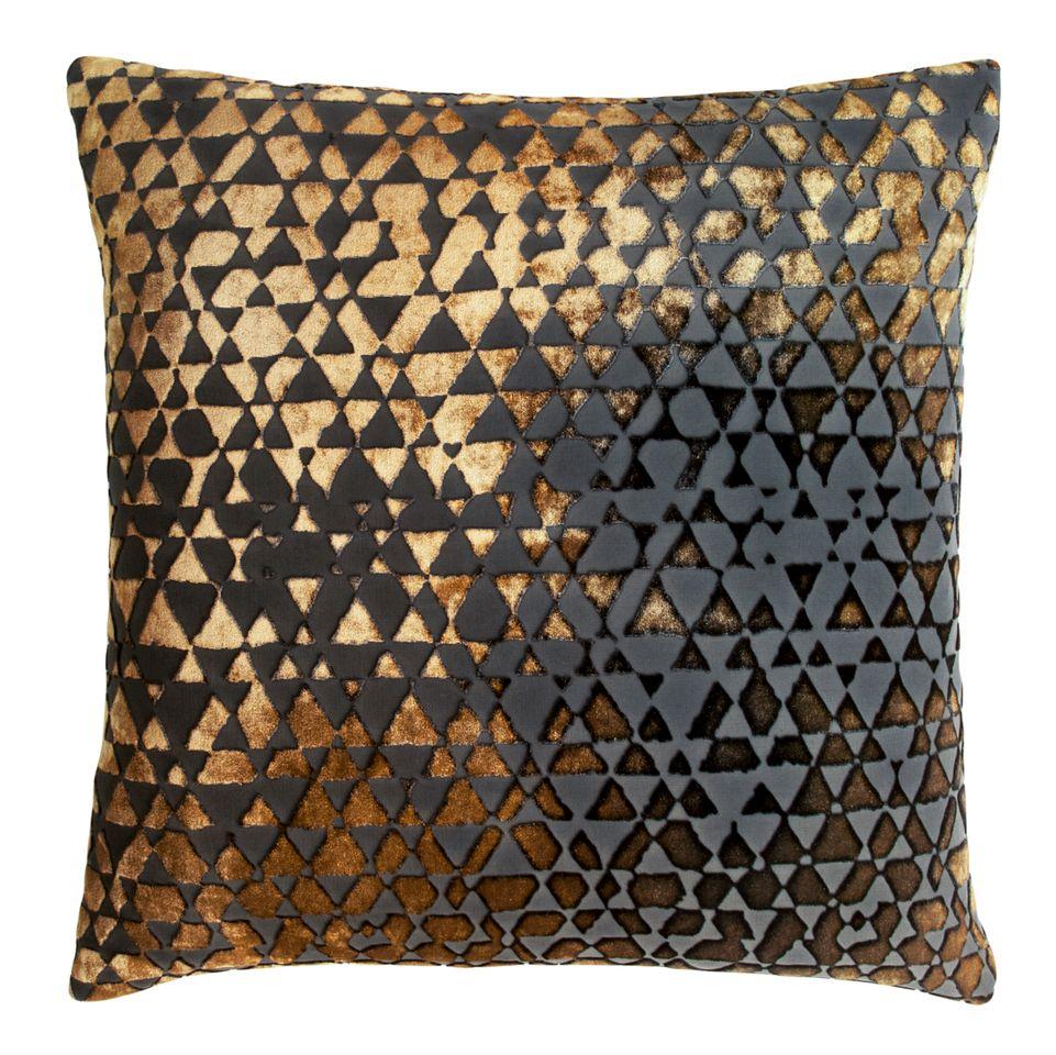 Fig Linens - Kevin O&#39;Brien Studio Triangles Copper Ivy Velvet Pillows