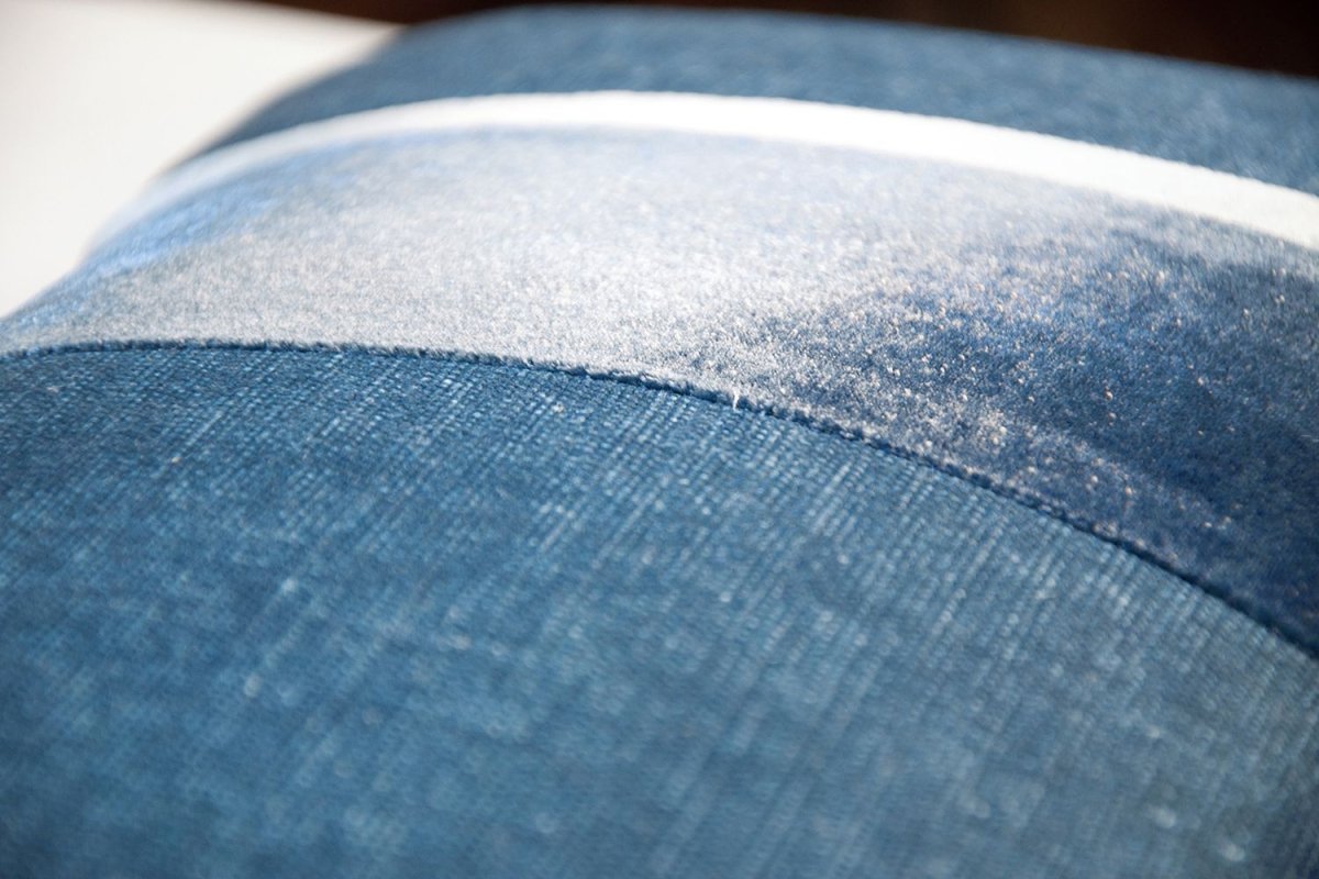 Fig Linens - Denim Stripe Oblong Throw Pillow by Kevin O'Brien Studio - Close up