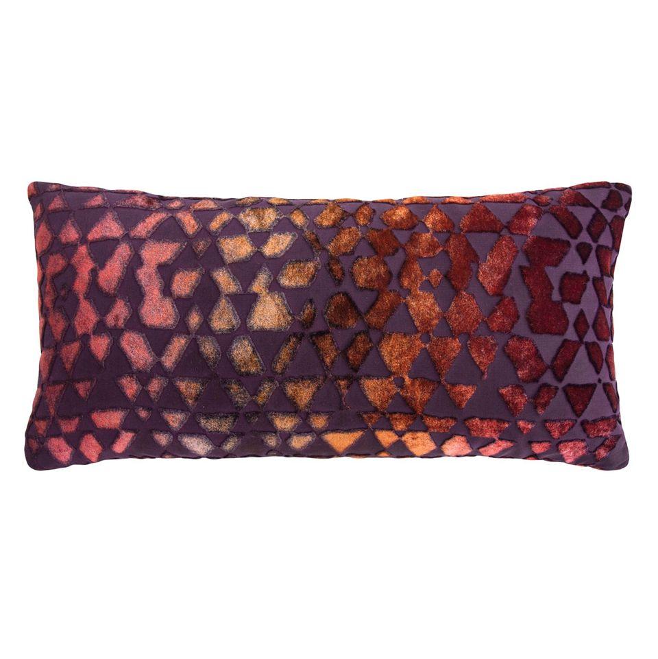 Fig Linens - Triangles Wildberry Velvet Pillows by Kevin O'Brien Studio 