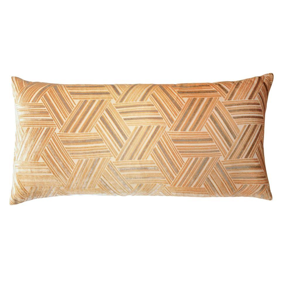 Gold Beige Entwined Velvet Boudoir Pillow by Kevin O'Brien Studio | Fig Linens