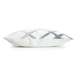 Fig Linens - White & Steel Net Velvet Appliqué Pillow by Kevin O'Brien Studio - Side