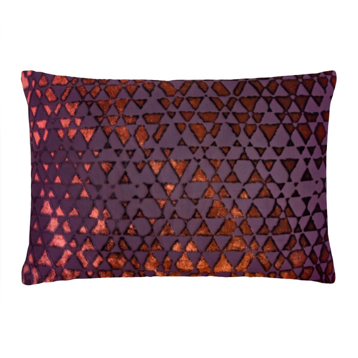 Fig Linens - Triangles Wildberry Velvet Boudoir Pillows by Kevin O’Brien Studio