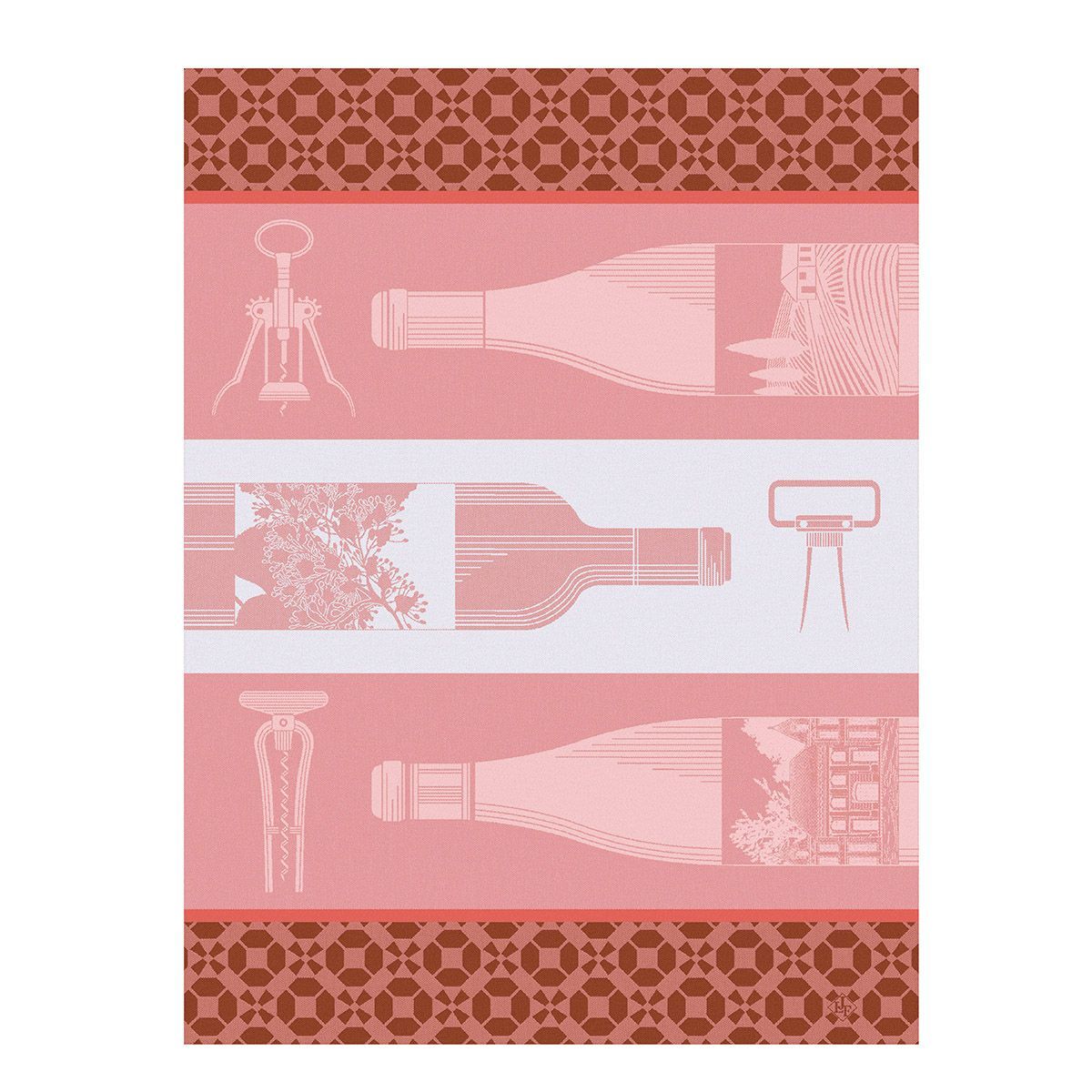 Vin en Bouteille Pink Tea Towels by Le Jacquard Français | Fig Linens