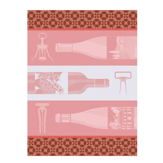 Vin en Bouteille Pink Tea Towels by Le Jacquard Français | Fig Linens