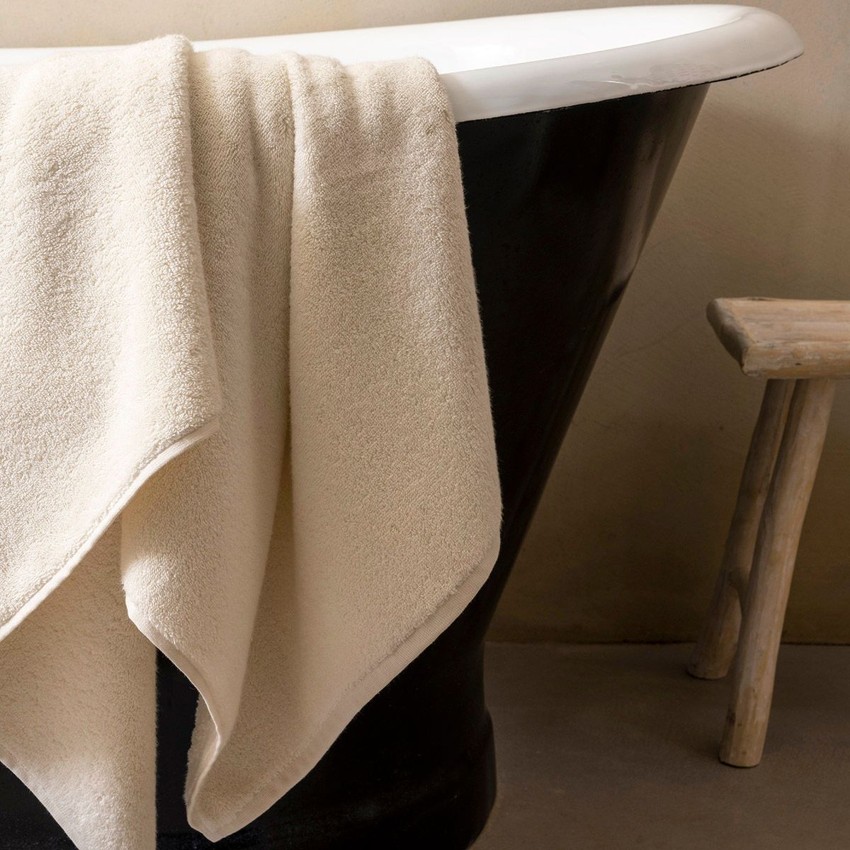 Bath Towels - Argile Ecru Bath Towels by Le Jacquard Français | Luxury Bath Linens