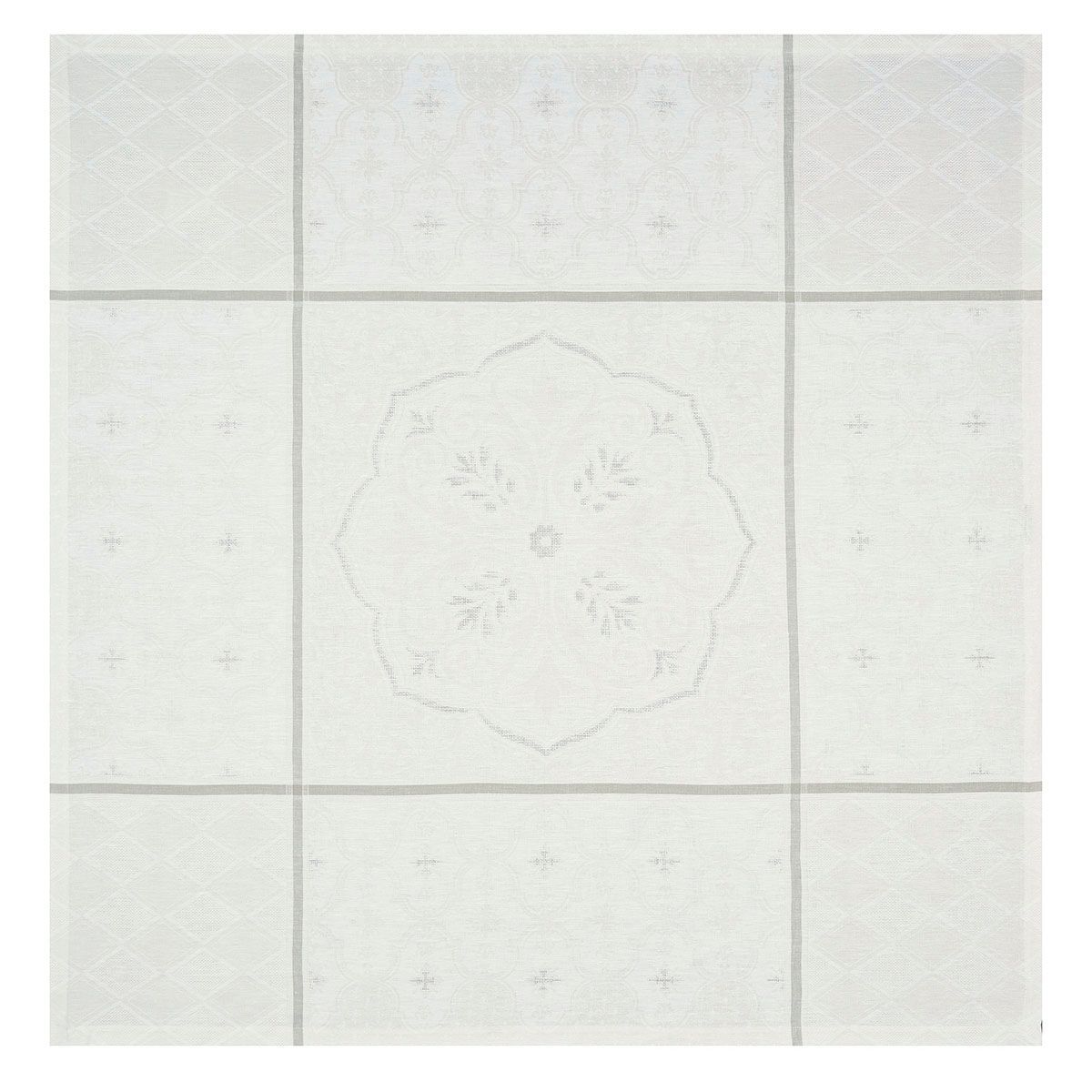 Fig Linens - Armoiries Small Off White Linen Tablecloth by Le Jacquard Français 