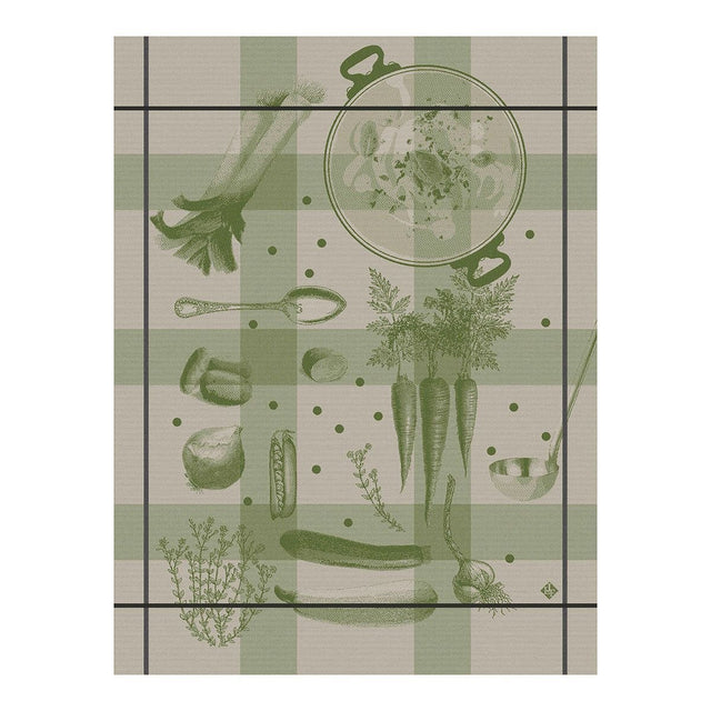 Legumes En Potage Green Tea Towels by Le Jacquard Français