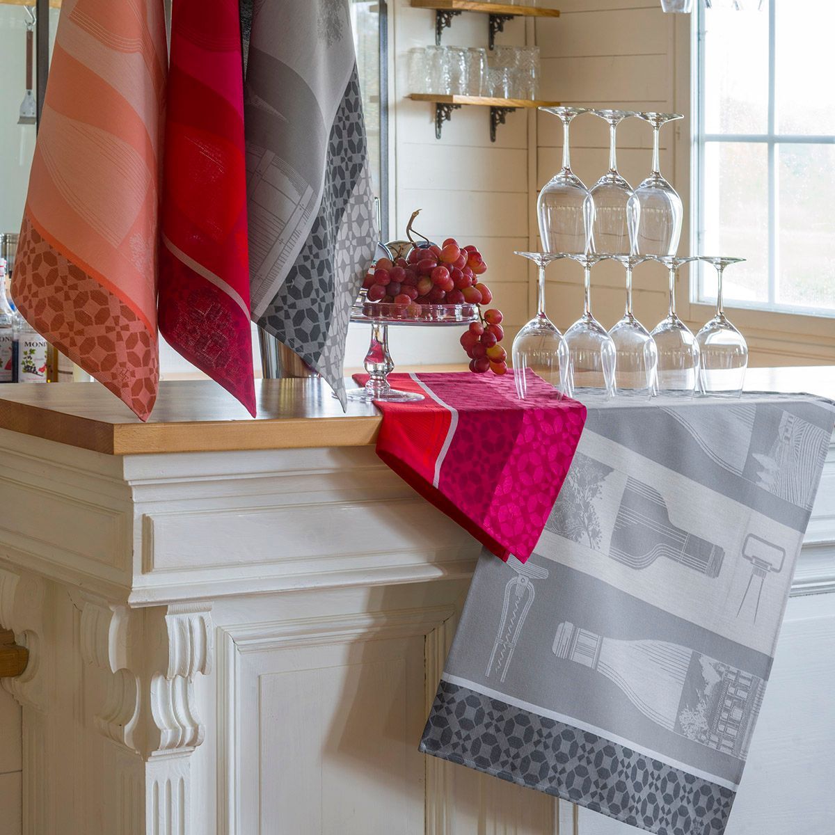 Vin en Bouteille Tea Towels by Le Jacquard Français | Fig Linens