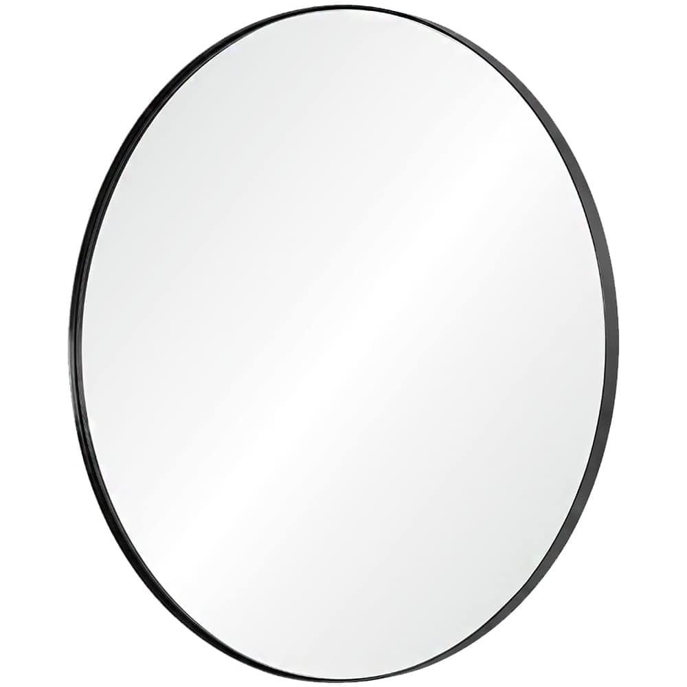 Fig Linens - Black Nickel Round Wall Mirror by Mirror Image Home - Side