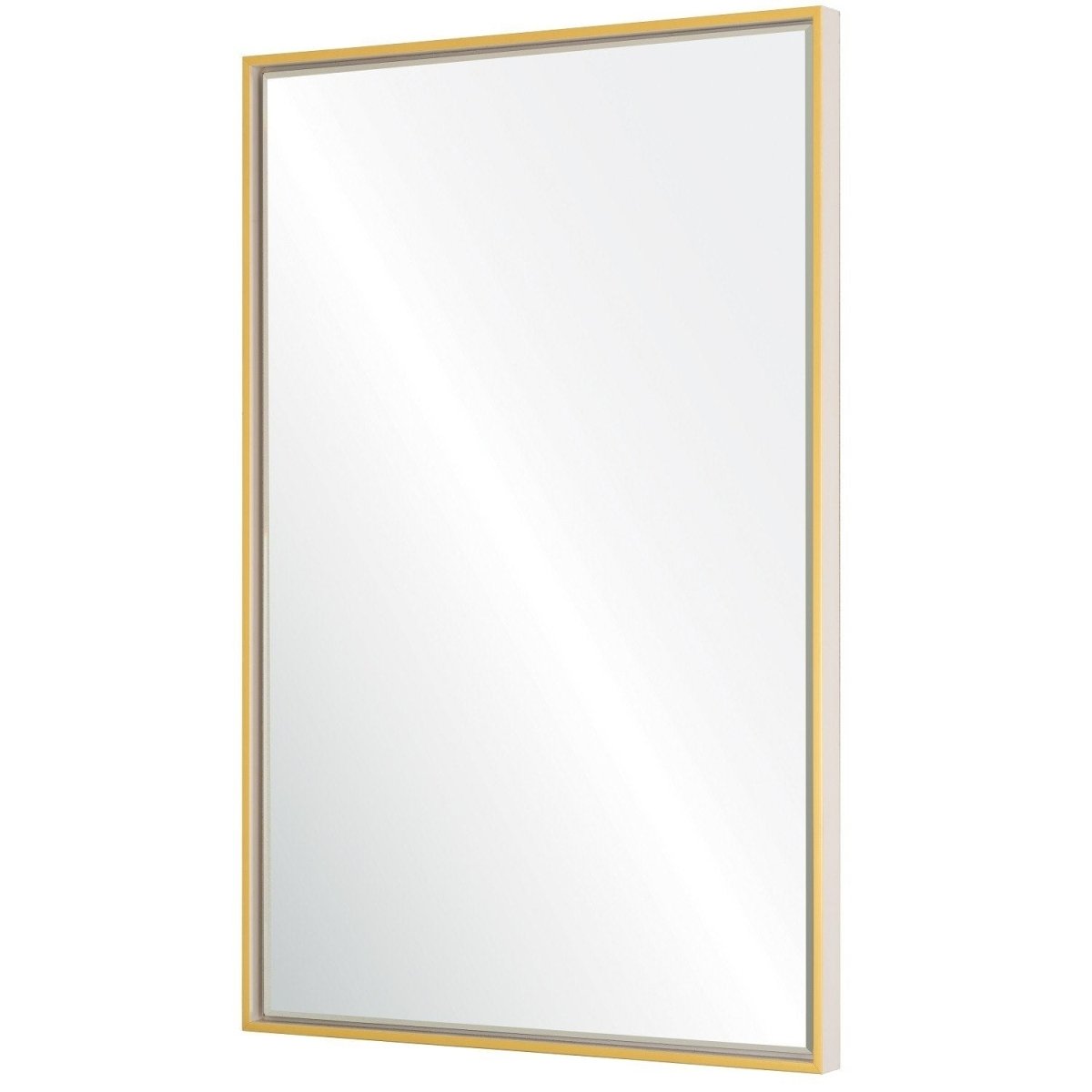 Fig Linens - Mirror Image Home -  White & Gold Floated Panel Wall Mirror - Side