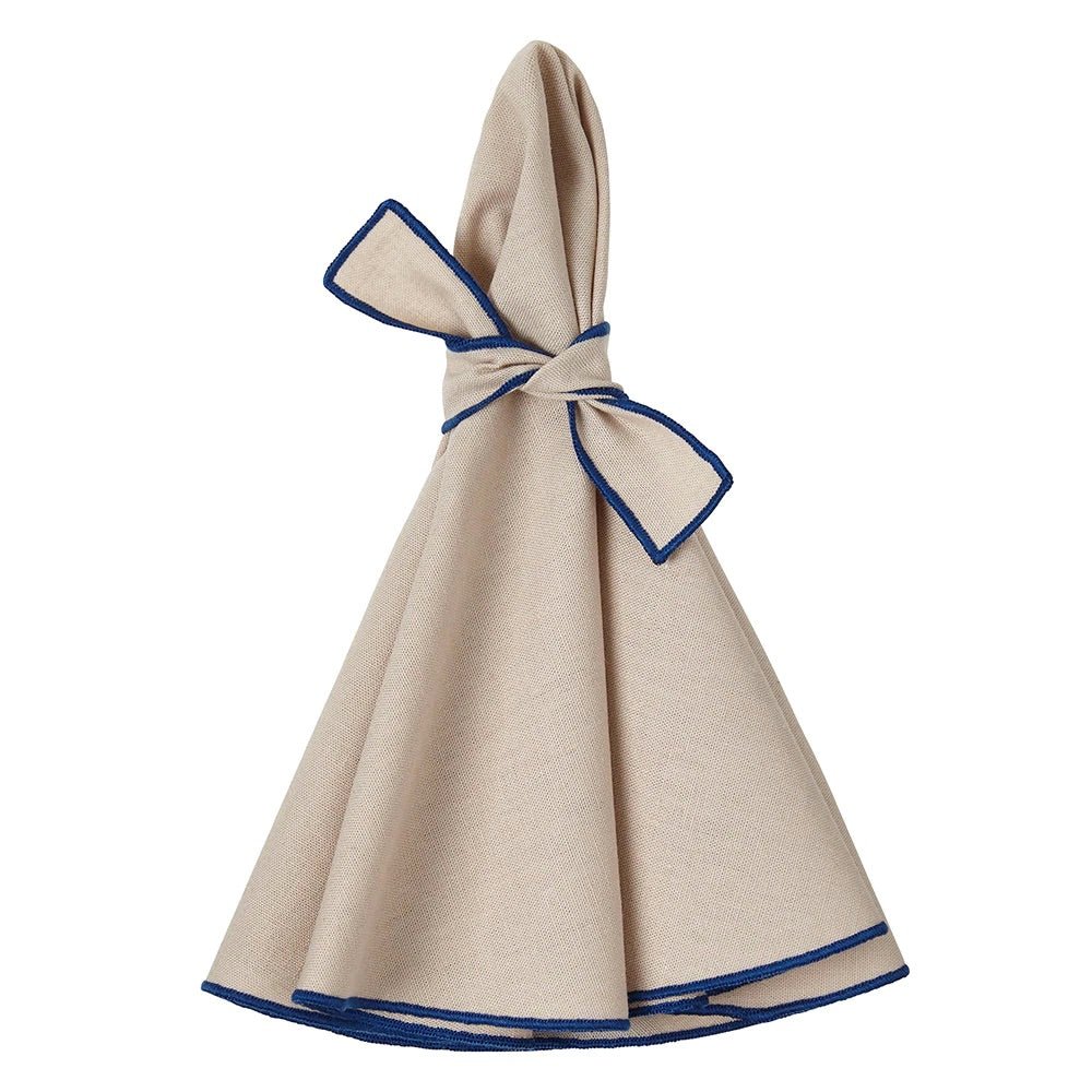 Napa Beige & Navy Round Napkins by Mode Living | Fig Linens