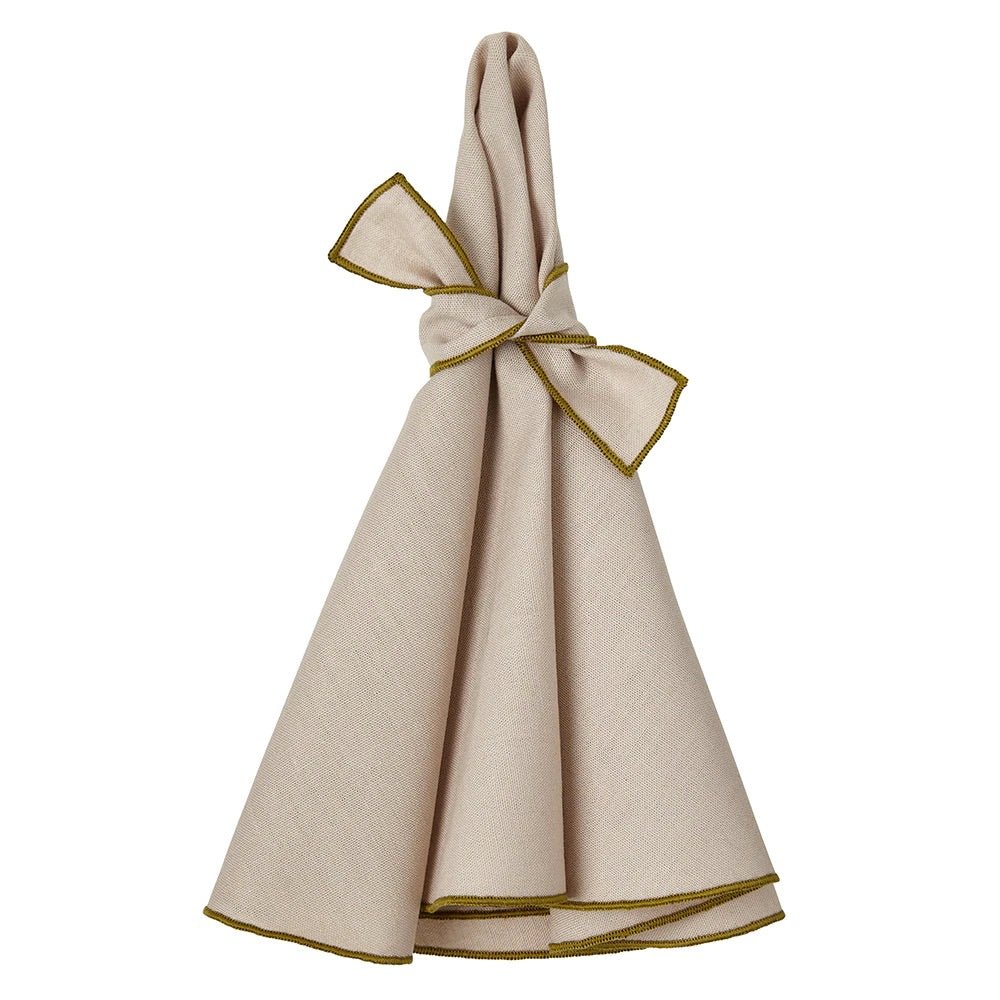 Napa Beige & Olive Round Napkins by Mode Living | Fig Linens