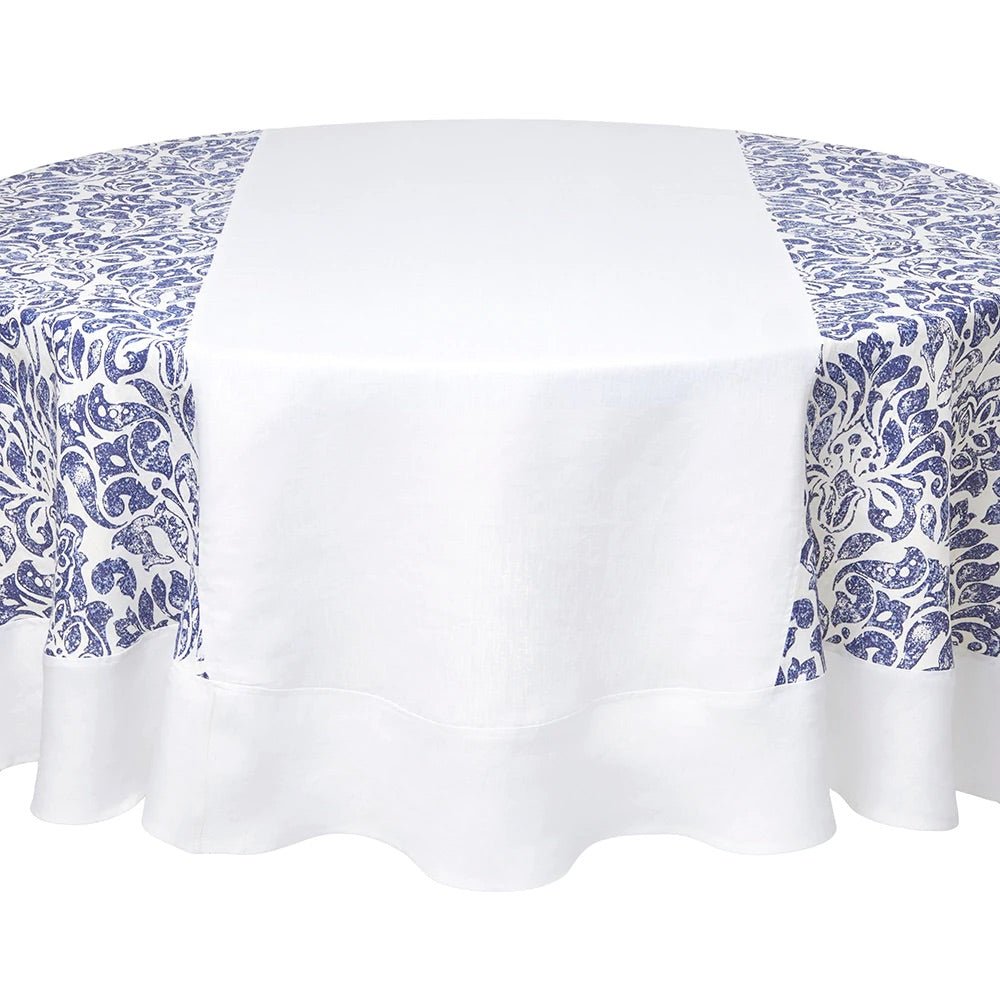 Vail White & Silver Round Tablecloth by Mode Living | Fig Linens