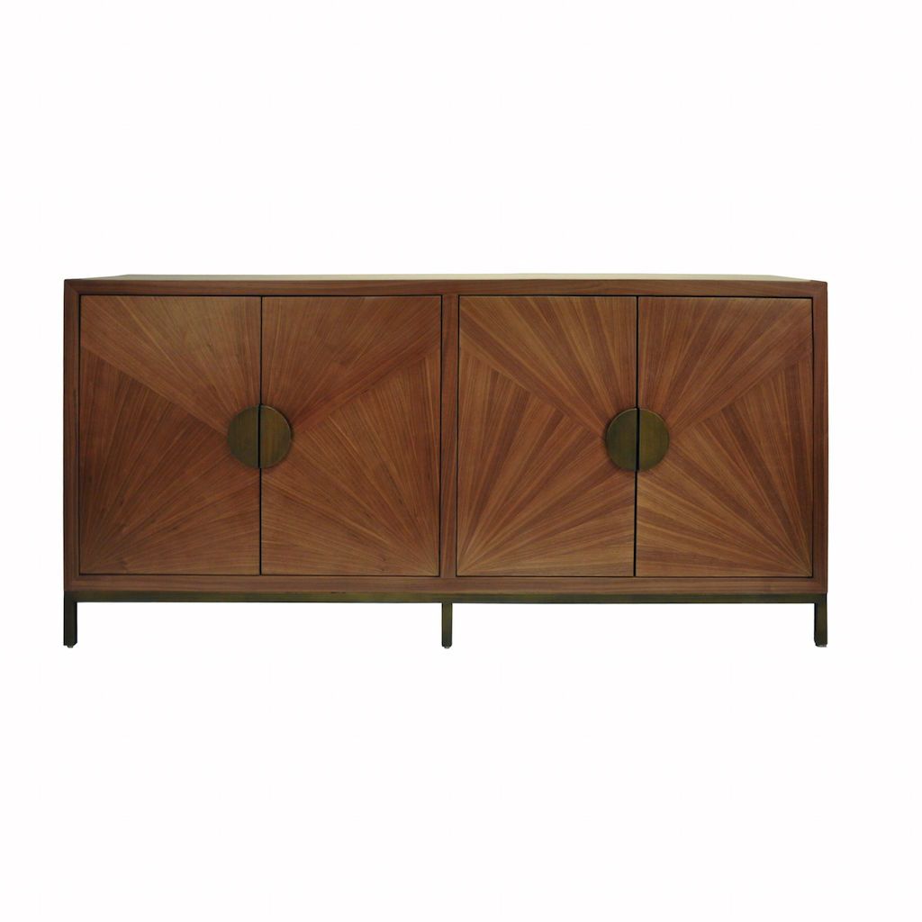 Fig Linens - Worlds Away - Emory Walnut Cabinet with Bronze Legs &amp; Hardware 