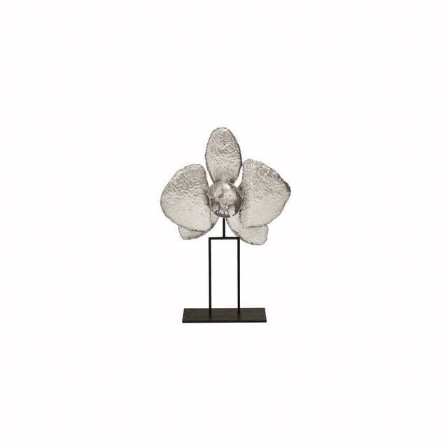 Worlds Away 12" Silver Leaf Orchid Sculpture by Worlds Away - 12"H x 12"W x 4"D Silver Leaf at FIG LINENS AND HOME - 1