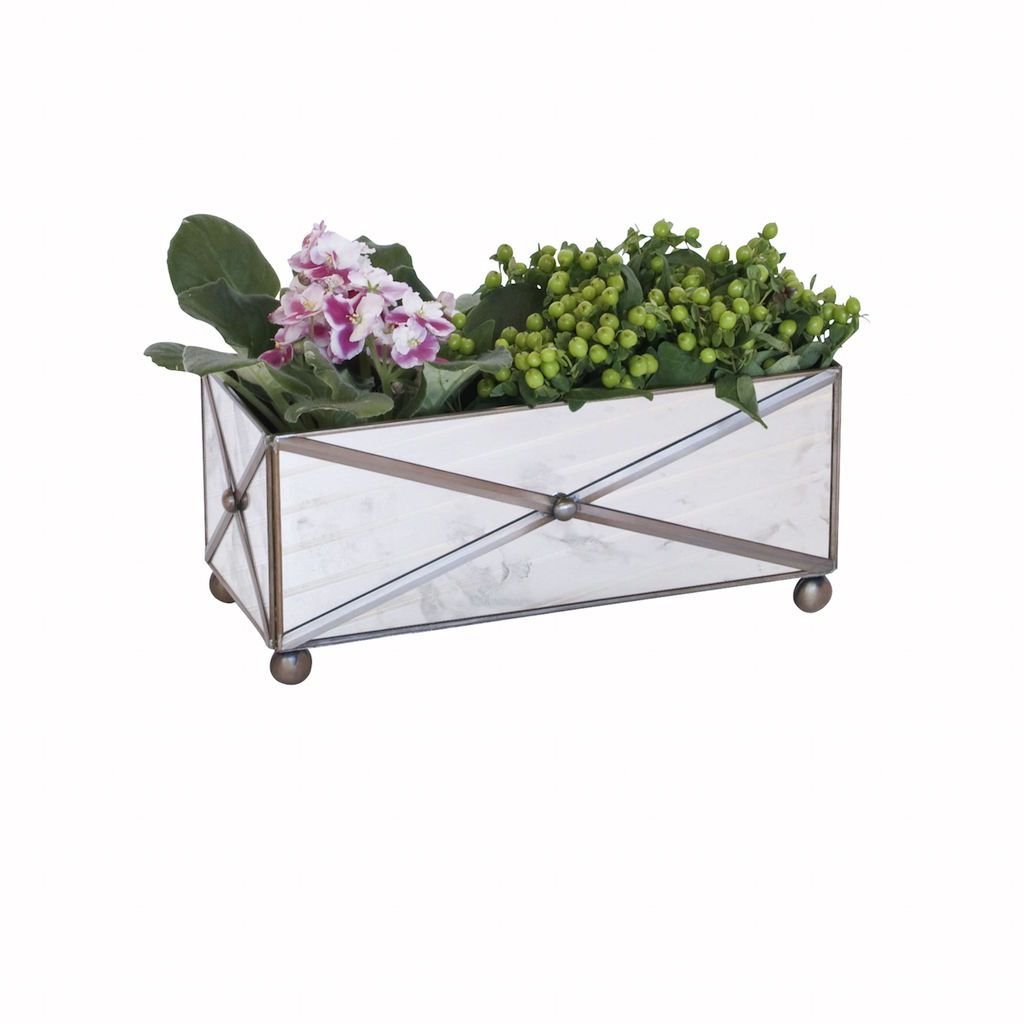 Worlds Away Rectangular Crosshatch Mirrored Planter | Fig Linens and Home