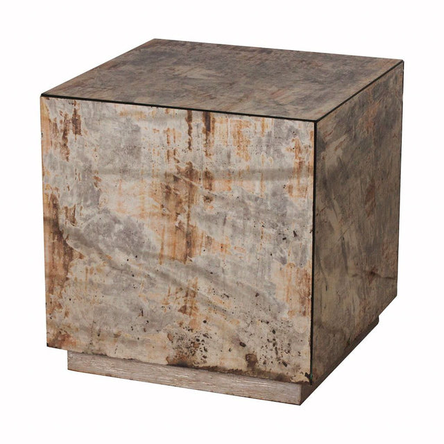 Worlds Away - Cubo Antique Mirror Cocktail Cube with Silver Base | Fig Linens