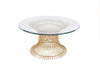 Worlds Away Powell Gold Coffee Table - 36" Dia by Worlds Away - 20"H x 36"W x 36"D Gold Leaf at FIG LINENS AND HOME - 1