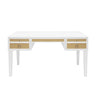 Fig Linens - Heidi White Lacquer & Grasscloth Desk with Nickel Hardware