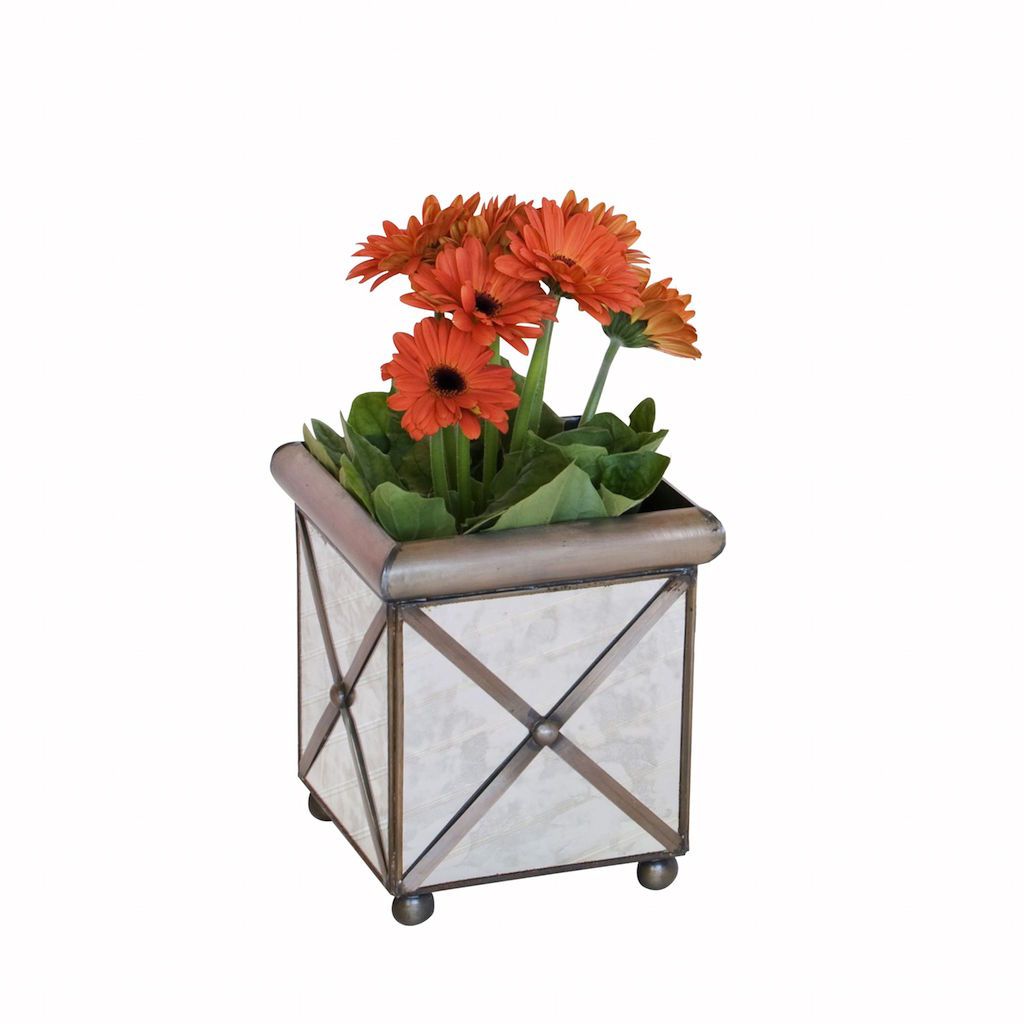 Worlds Away Crosshatch Mirror Planter