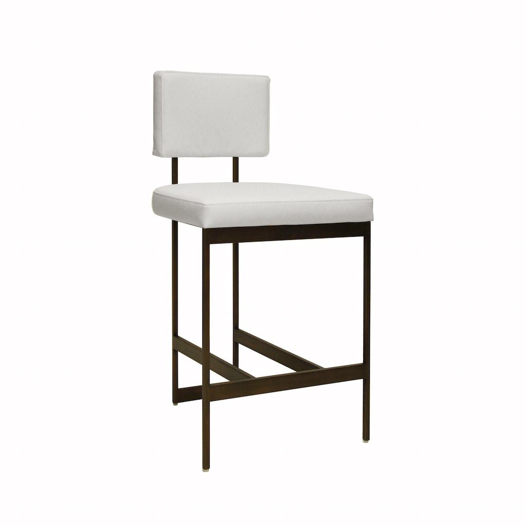 Baylor Bronze &amp; White Vinyl Counter Stool by Worlds Away | Fig Linens