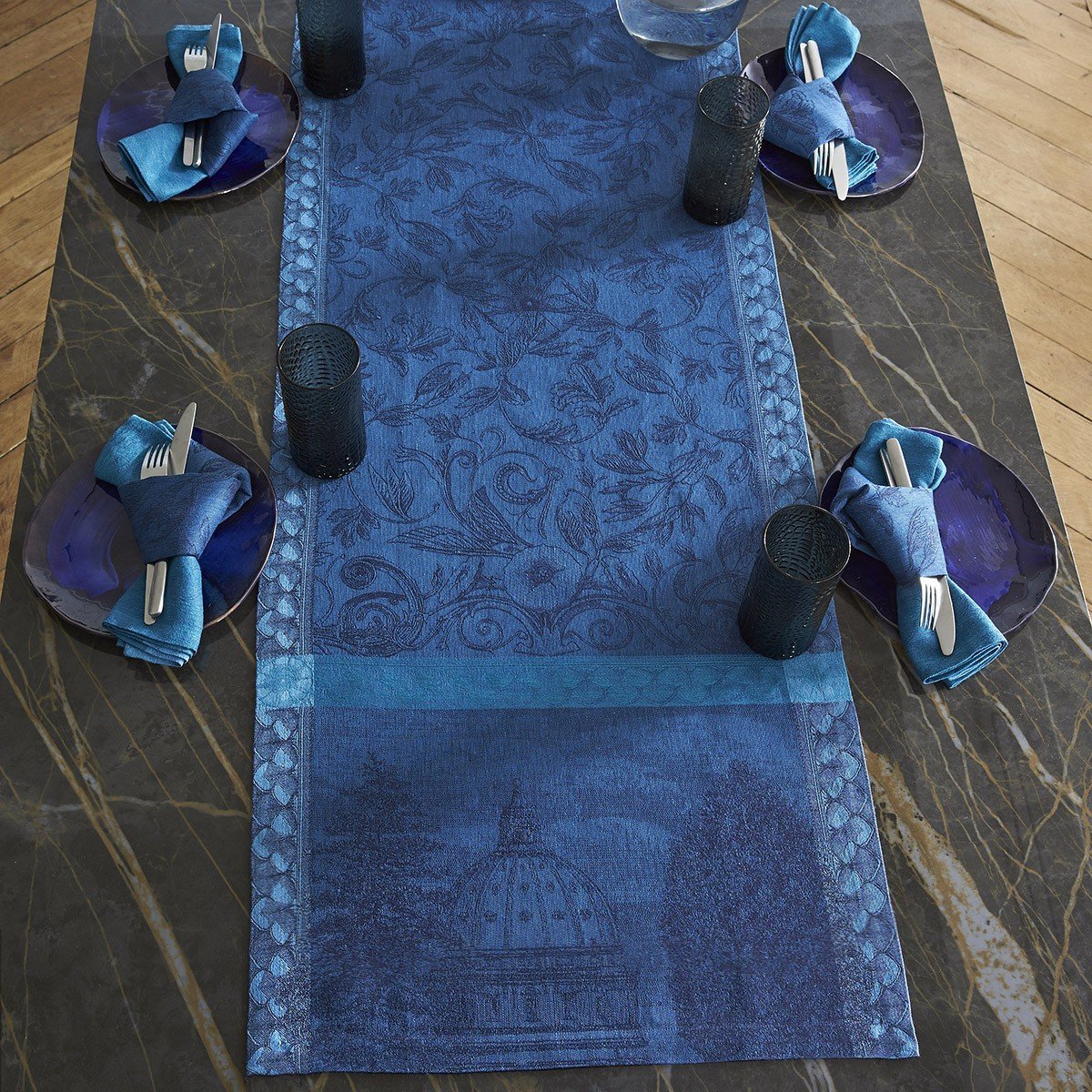 Fig Linens - Le Jacquard Francais - Symphonie Baroque Dusk Table Runner