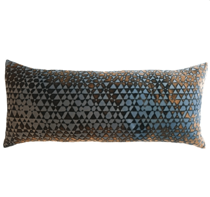 Fig Linens - Triangles Copper Ivy Velvet Pillows by Kevin O'Brien Studio 