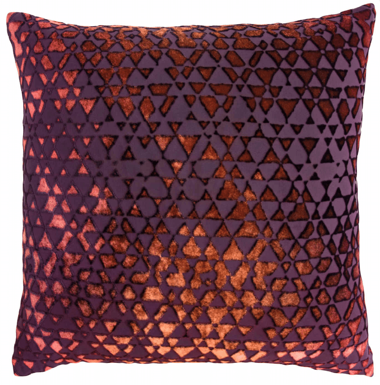Fig Linens - Triangles Wildberry Velvet Pillows by Kevin O'Brien Studio 