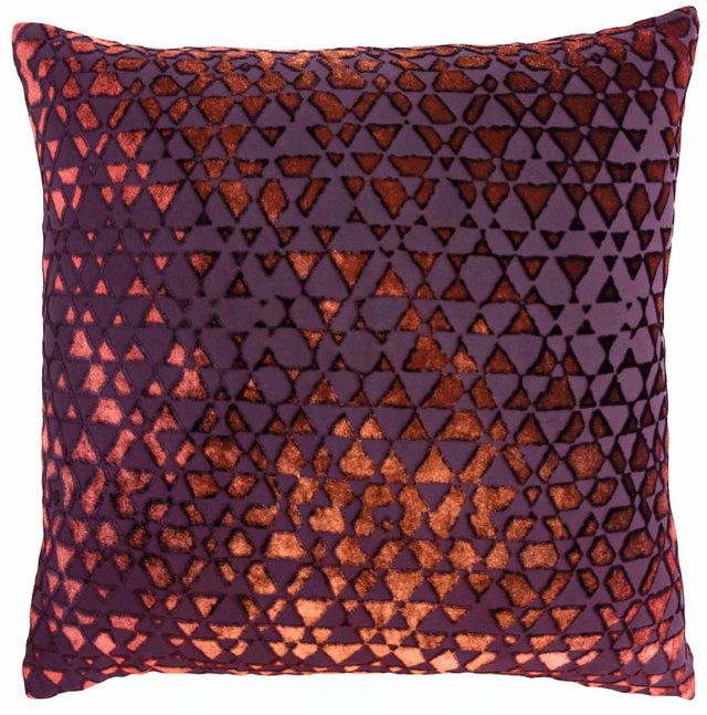 Fig Linens - Triangles Wildberry Velvet Pillows by Kevin O'Brien Studio 