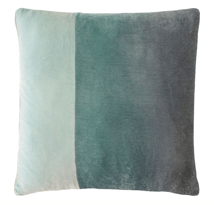 Fig Linens - Kevin O'Brien Studio Velvet Color Block Decorative Pillow - Nickel