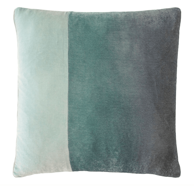 Fig Linens - Kevin O'Brien Studio Velvet Color Block Decorative Pillow - Nickel