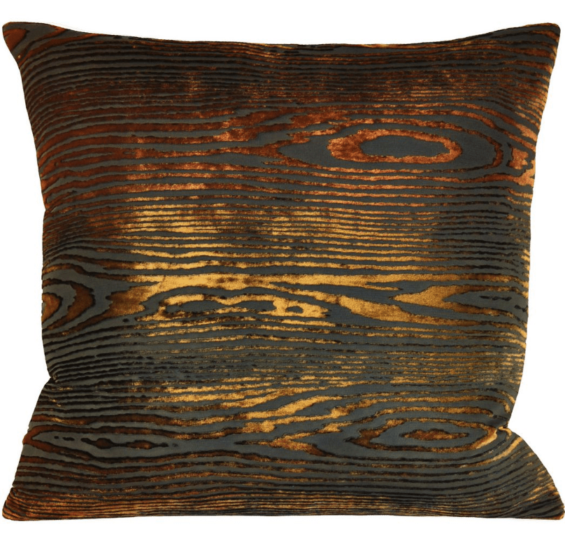 Fig Linens - Woodgrain Copper Ivy Velvet Pillows by Kevin O'Brien Studio