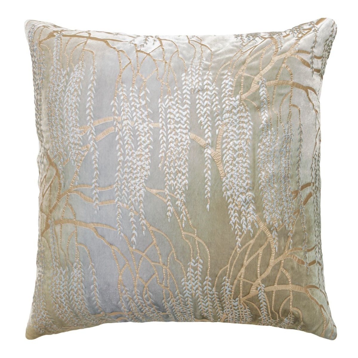 Fig Linens - Metallic Willow Nickel Velvet Pillows by Kevin O'Brien Studio