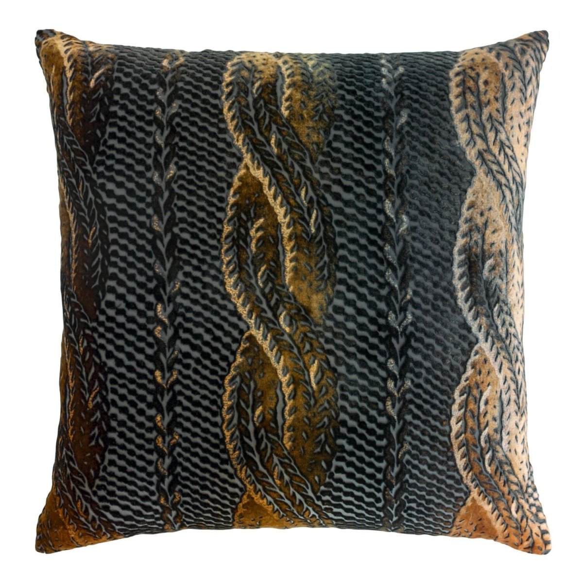 Copper Ivy Cable Knit Velvet Throw Pillows by Kevin O&#39;Brien Studio | Fig Linens