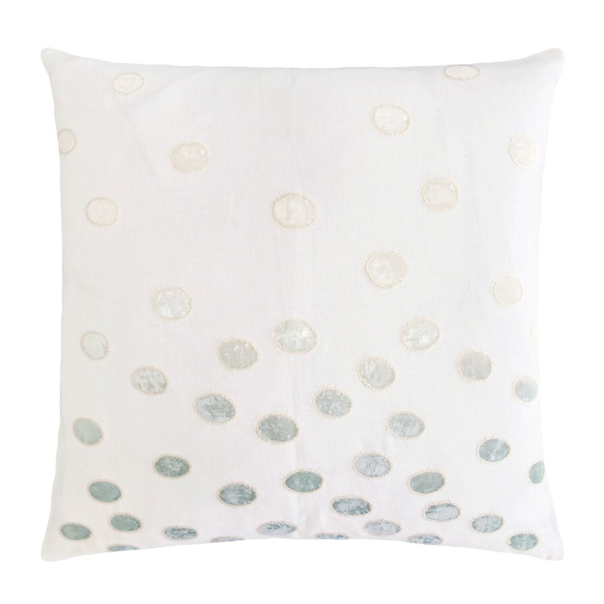 Fig Linens - Sage & White Ovals Velvet Appliqué Square Throw Pillow by Kevin O'Brien Studio