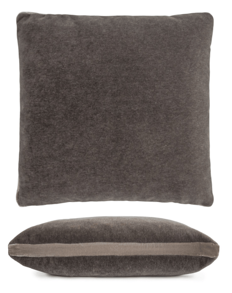 Kevin O'Brien Studio Mohair Pillows with Tuxedo Stripe - Gray and Coyote - Fig Linens