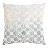 Fig Linens - Sage & White Tile Velvet Appliqué Pillow by Kevin O'Brien Studio
