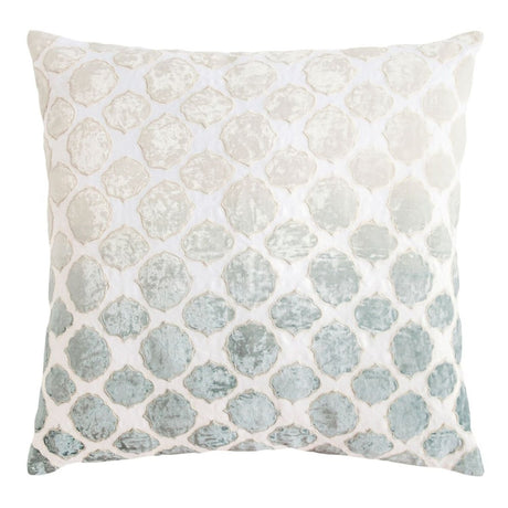 Fig Linens - Sage & White Tile Velvet Appliqué Pillow by Kevin O'Brien Studio