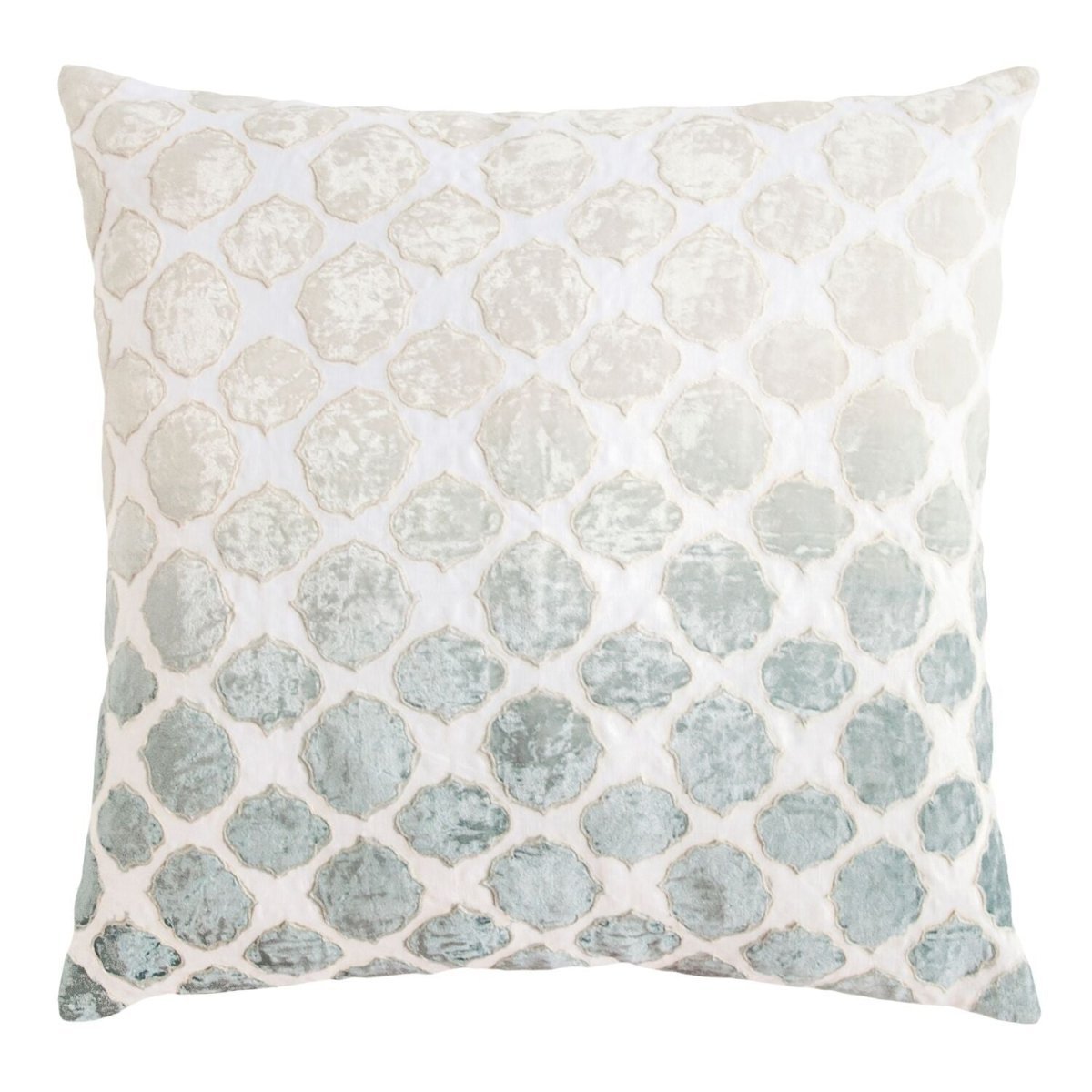 Fig Linens - Sage & White Tile Velvet Appliqué Pillow by Kevin O'Brien Studio