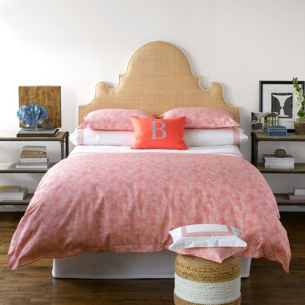 Matouk Liana Coral shown with Nikita Coral | Fig Linens