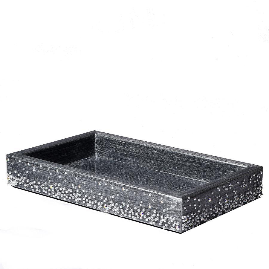 Fig Linens - Mike + Ally Caviar Platinum and Silver Vanity Tray