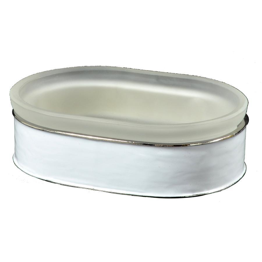 Fig Linens - Mike + Ally White Enamel Bathroom Accessories -Oval Soap Dish