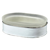 Fig Linens - Mike + Ally White Enamel Bathroom Accessories -Oval Soap Dish