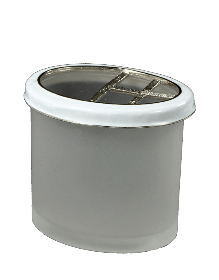 Fig Linens - Mike + Ally White Enamel Bathroom Accessories - Oval Toothbrush holder