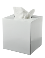 Fig Linens - Mike + Ally White Enamel Bathroom Accessories - Tissue Box Cover