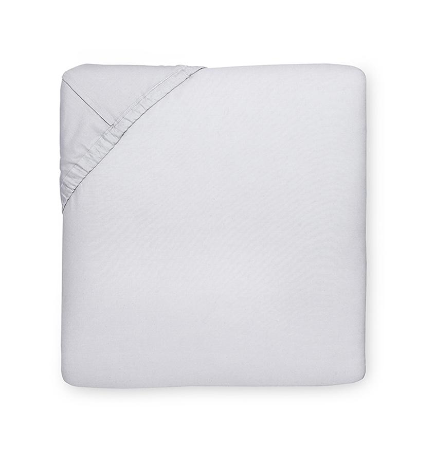 Fitted Sheet - Sferra Celeste Tin Cotton Percale - Soft Grey Tin Bed Sheet at Fig Linens and Home