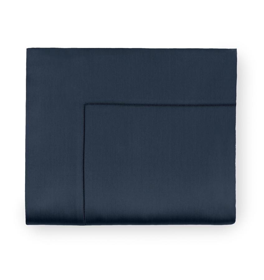 Fig Linens - Giotto Collection Sheeting by Sferra - Navy Flat Sheet