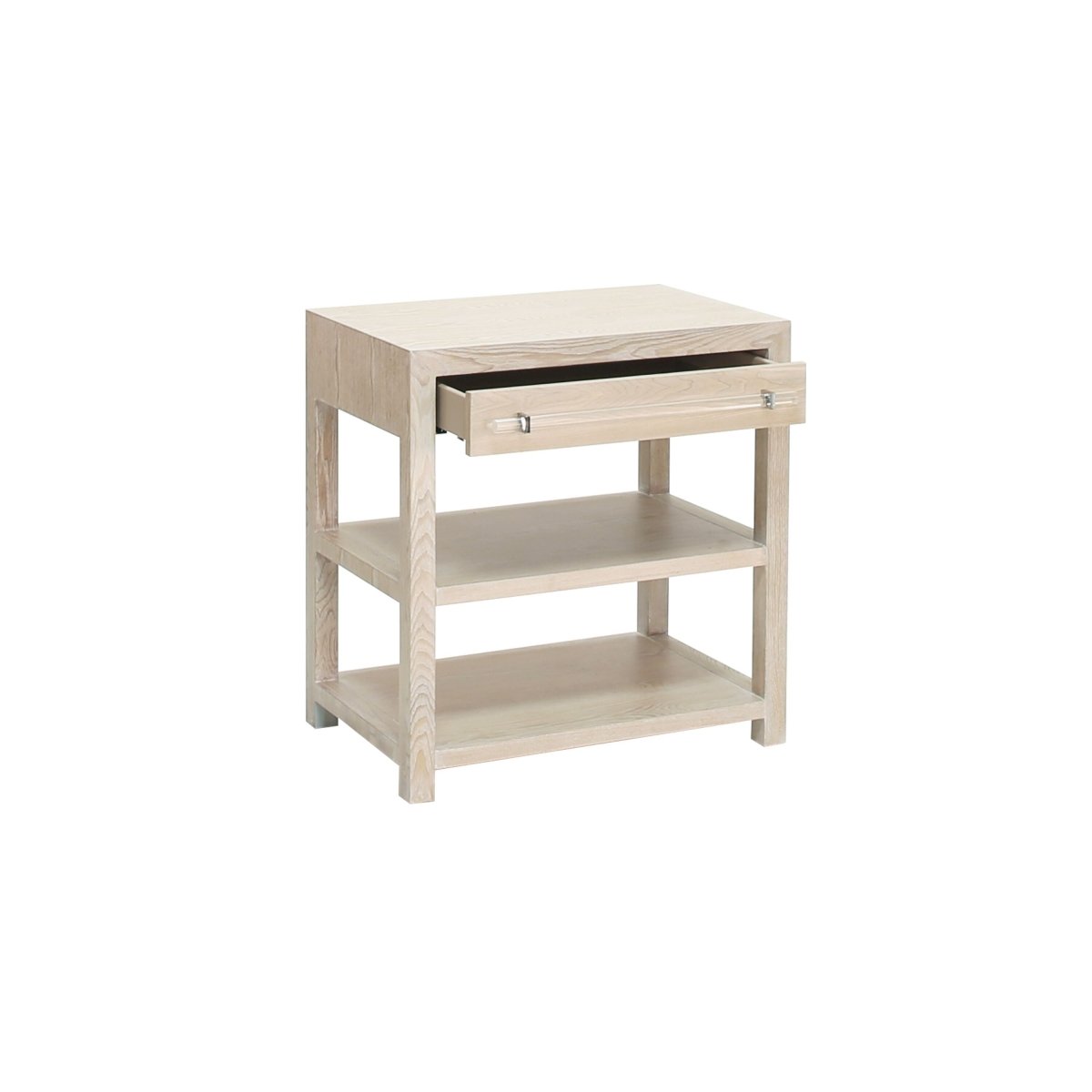 Garbo Cerused Oak & Nickel Side Table with Drawer | Fig Linens