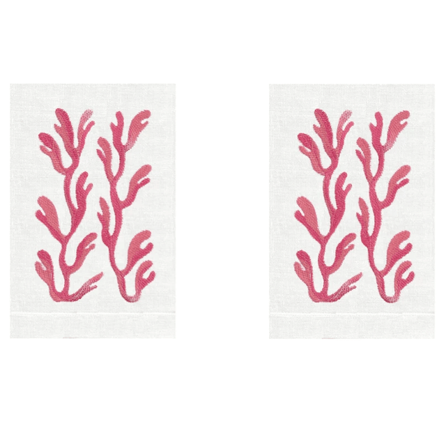 Coral Linen Guest Towels (Set of 2) | Fig Linens and Home